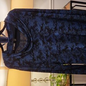 Attitudes by Renee Jacquard Cowl neck tunic w/ pockets, XLP, Teal